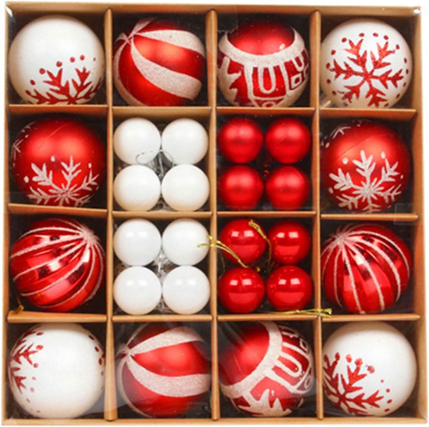 44-Piece Set: Christmas Decoration Colorful Ball Gift Box Set Holiday Decor & Apparel Red/White - DailySale