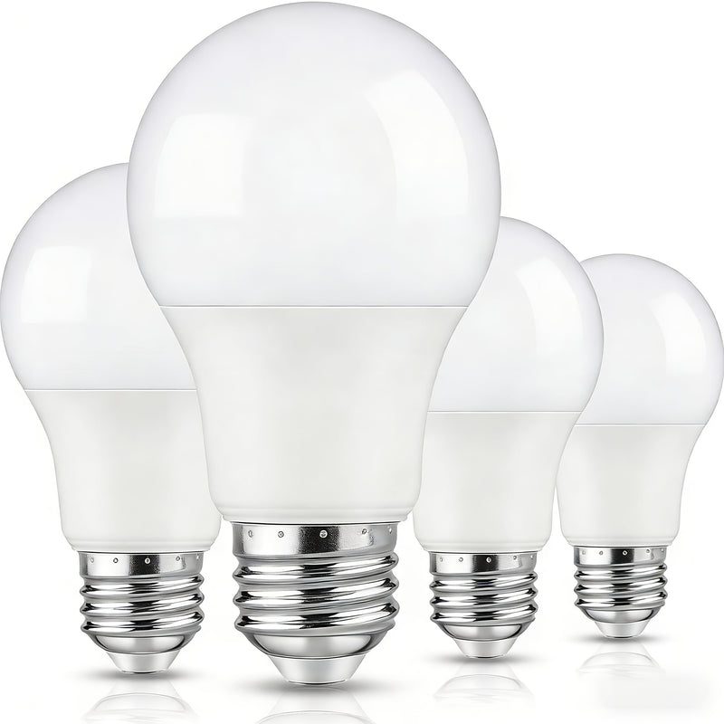 4-Pack A19 LED Light Bulbs, 60W Equivalent, Soft White or Cool Daylight, E26 Base, Non-Dimmable