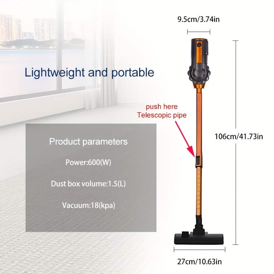 600W 4-in-1 Corded Stick Vacuum Cleaner 18KPa Lightweight Handheld