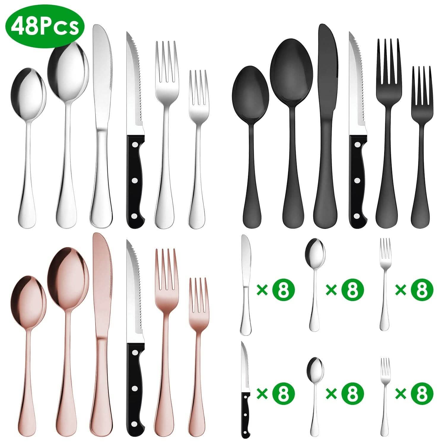 48-Piece: Stainless Steel Silverware Cutlery Set Wine & Dining - DailySale