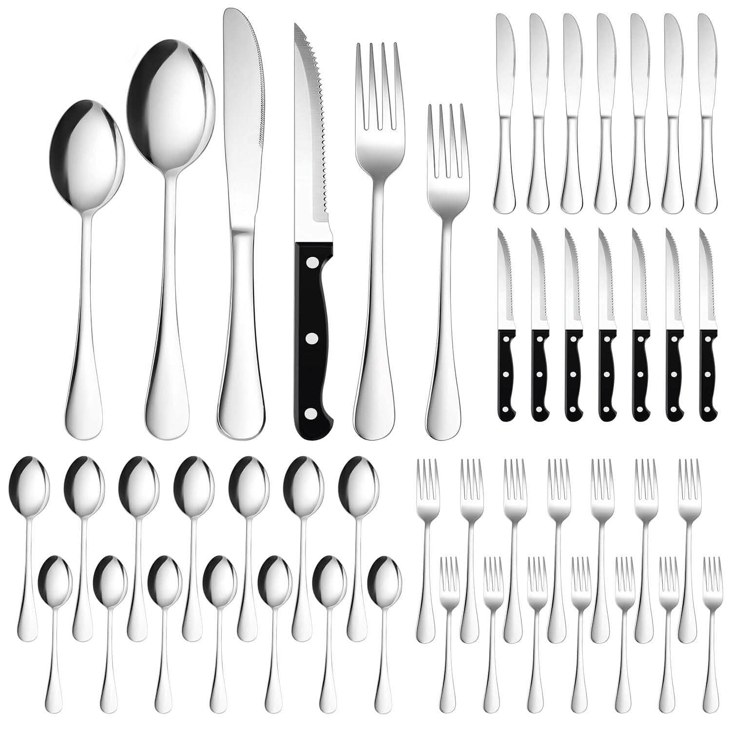 48-Piece: Stainless Steel Silverware Cutlery Set Wine & Dining Silver - DailySale