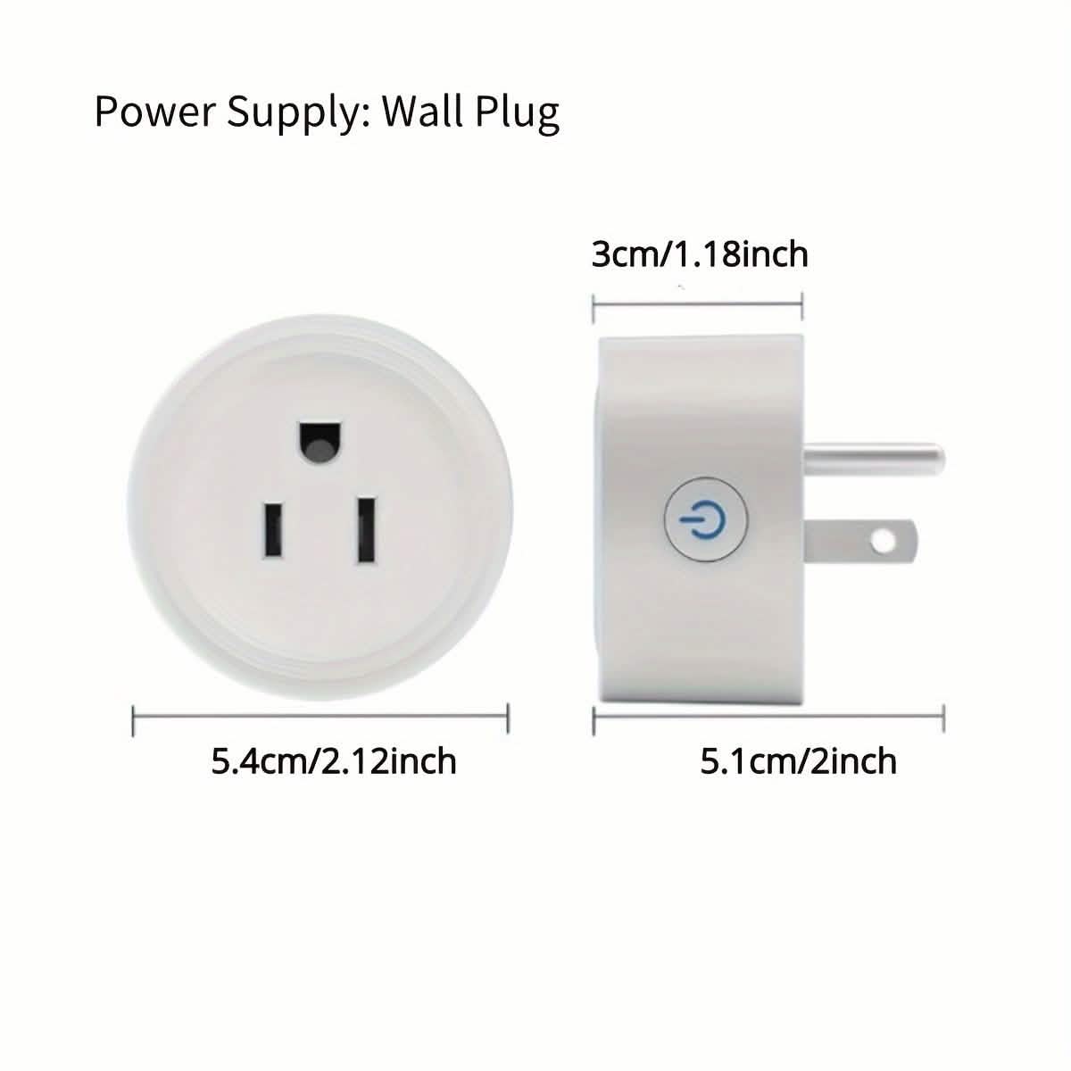 Smart WiFi Plug Outlet Adapter, Works with Alexa & Google, Timer, Voice Control, 2.4GHz Network Home Automation