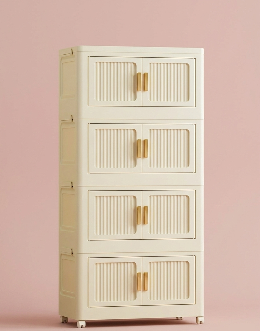 2-6 Layer Foldable Rolling Storage Bin Cabinet | Large Capacity Closet Organizer