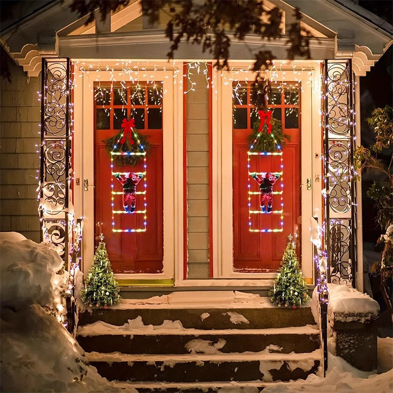 Climbing Santa LED Ladder Lights - 1m Festive Holiday Decoration for Indoor & Outdoor Use, 8 Lighting Modes, Remote Controlled
