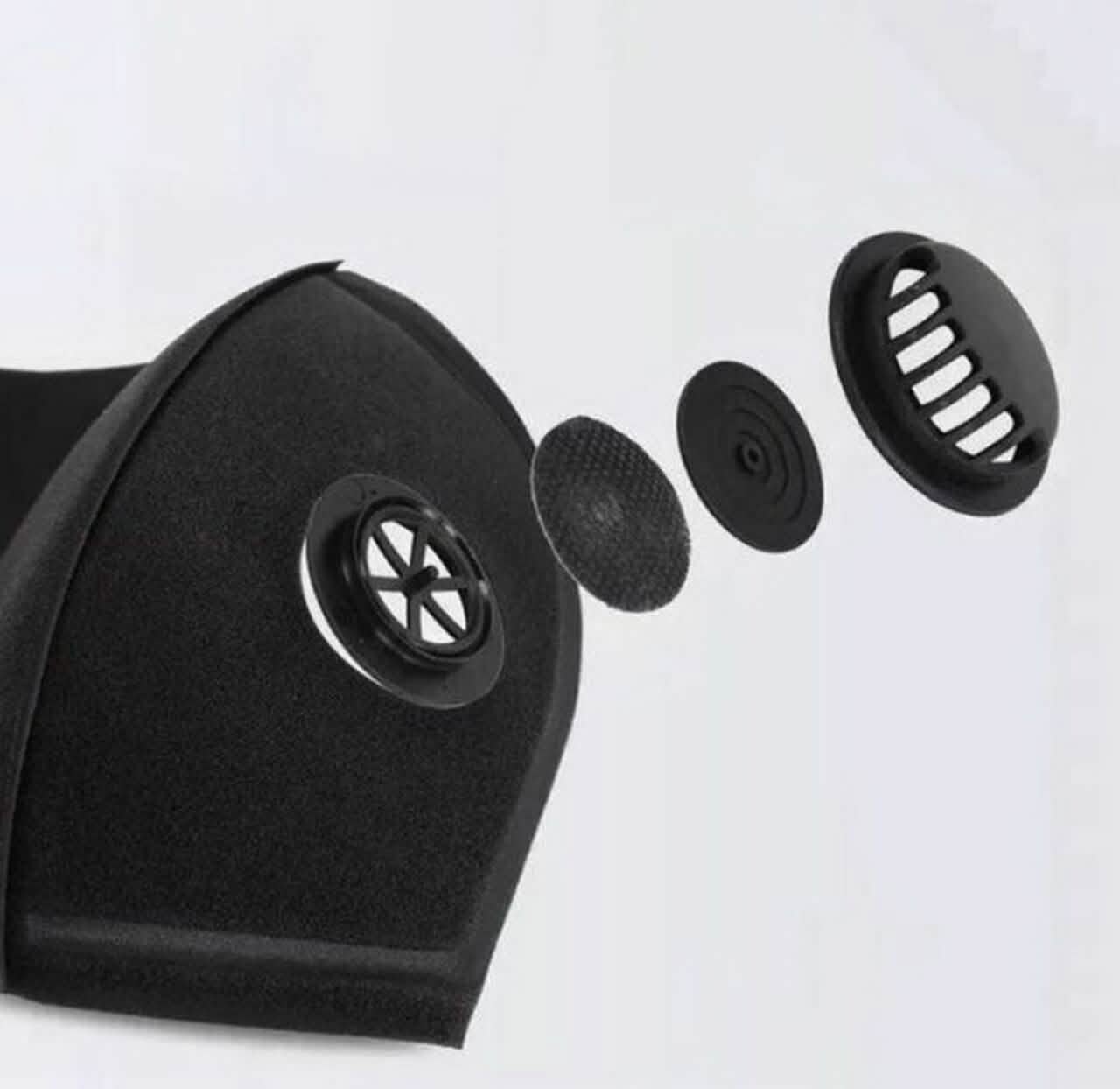 2-Pack Black Washable Face Mask with Breathing Valve