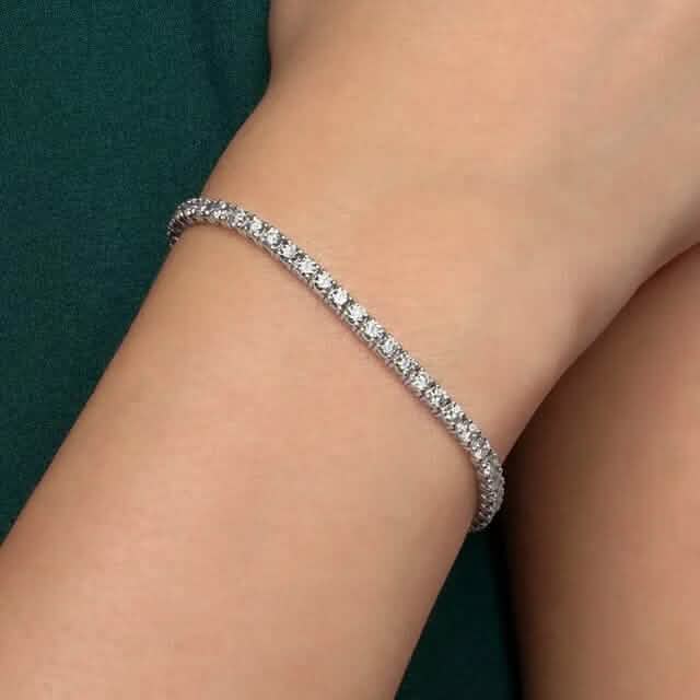 5 Cts Lab-Grown Round Brilliant Cut Diamonds Tennis Bracelet in 14K White Gold Bracelets - DailySale