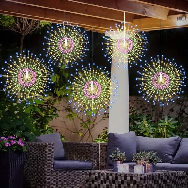 5-Pack: 450 LED Solar Starburst Sphere Lights Outdoor Lighting - DailySale