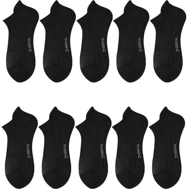 5-Pairs: Casual Ankle Boat Socks With Towel Bottom Men's Shoes & Accessories Black - DailySale