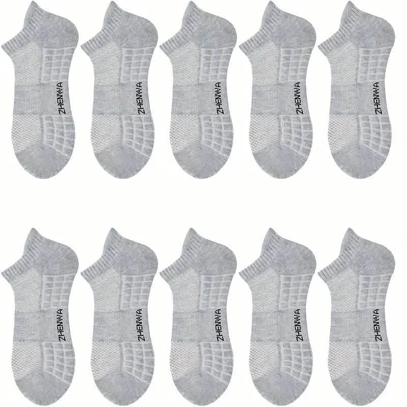 5-Pairs: Casual Ankle Boat Socks With Towel Bottom Men's Shoes & Accessories Gray - DailySale