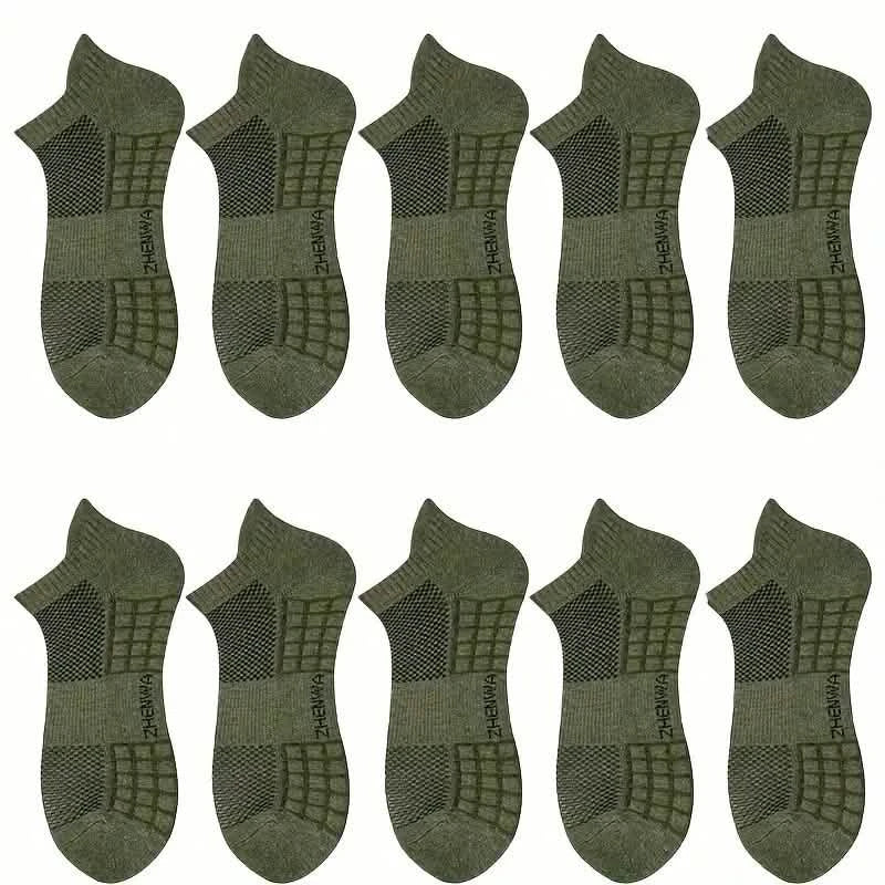 5-Pairs: Casual Ankle Boat Socks With Towel Bottom Men's Shoes & Accessories Green - DailySale