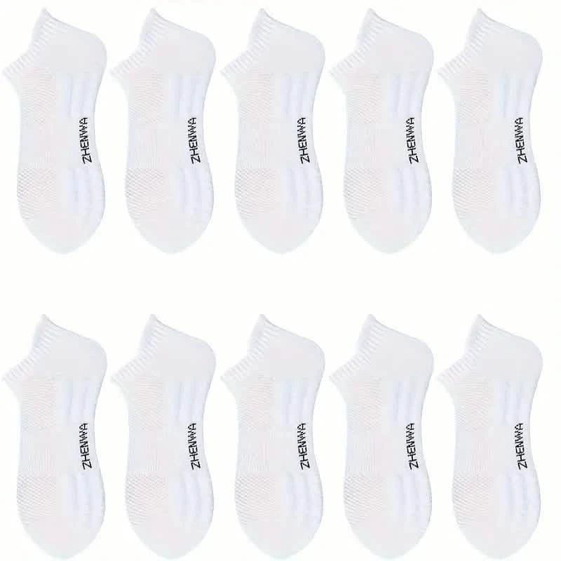 5-Pairs: Casual Ankle Boat Socks With Towel Bottom Men's Shoes & Accessories White - DailySale