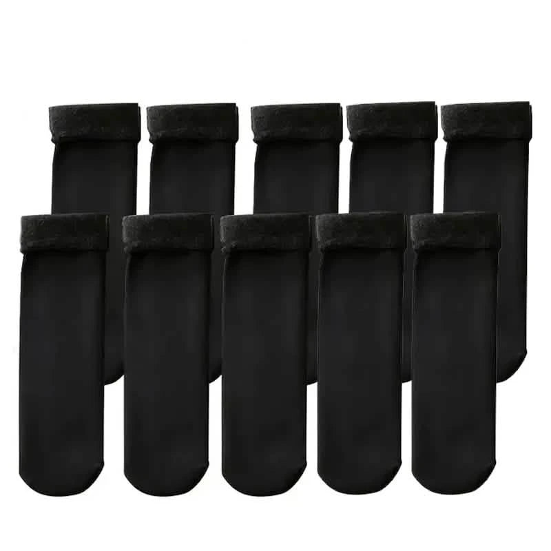 5-Pairs: Ultra-Soft Plush Lined Thermal Socks - Comfy Mid Tube Socks for Women Women's Shoes & Accessories Black - DailySale