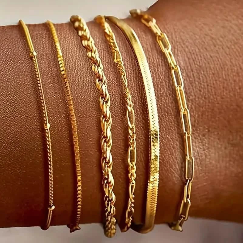 5-Piece: Elegant Multi-Layered Chain Bracelet Set Bracelets - DailySale