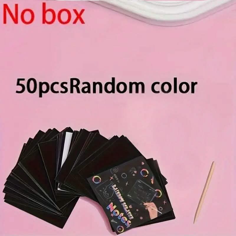 50-Pieces: Rainbow Scratch Art Kit Arts & Crafts - DailySale