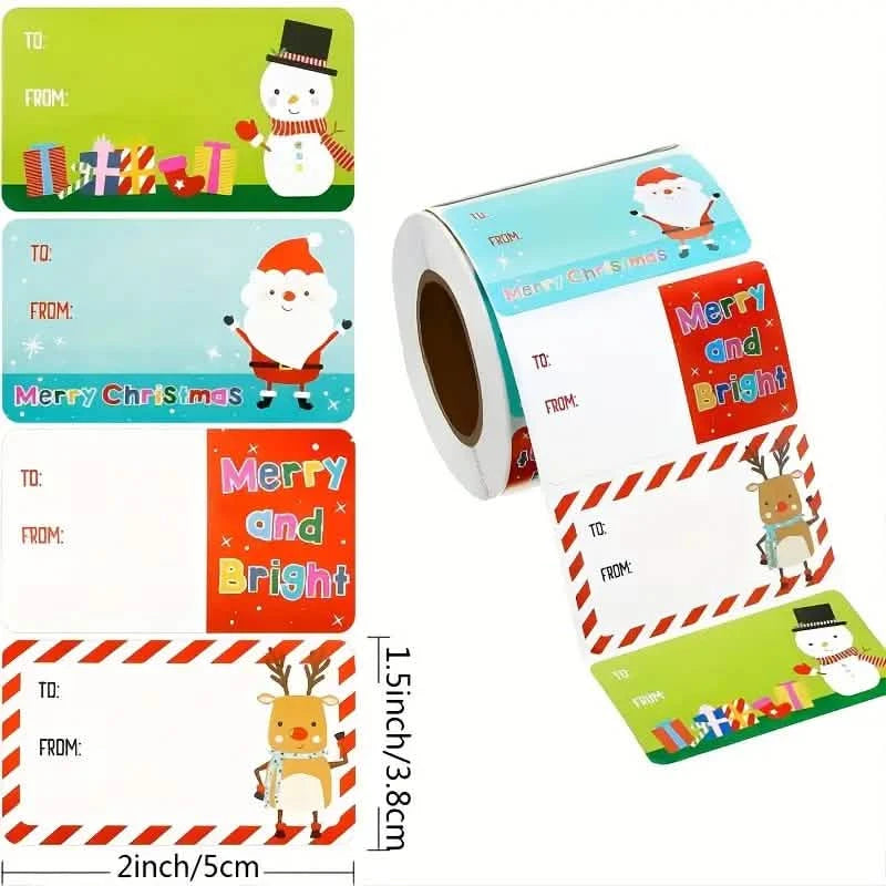 500-Pieces/Roll: Self Adhesive Tags Christmas Tags Holiday Decor & Apparel - DailySale