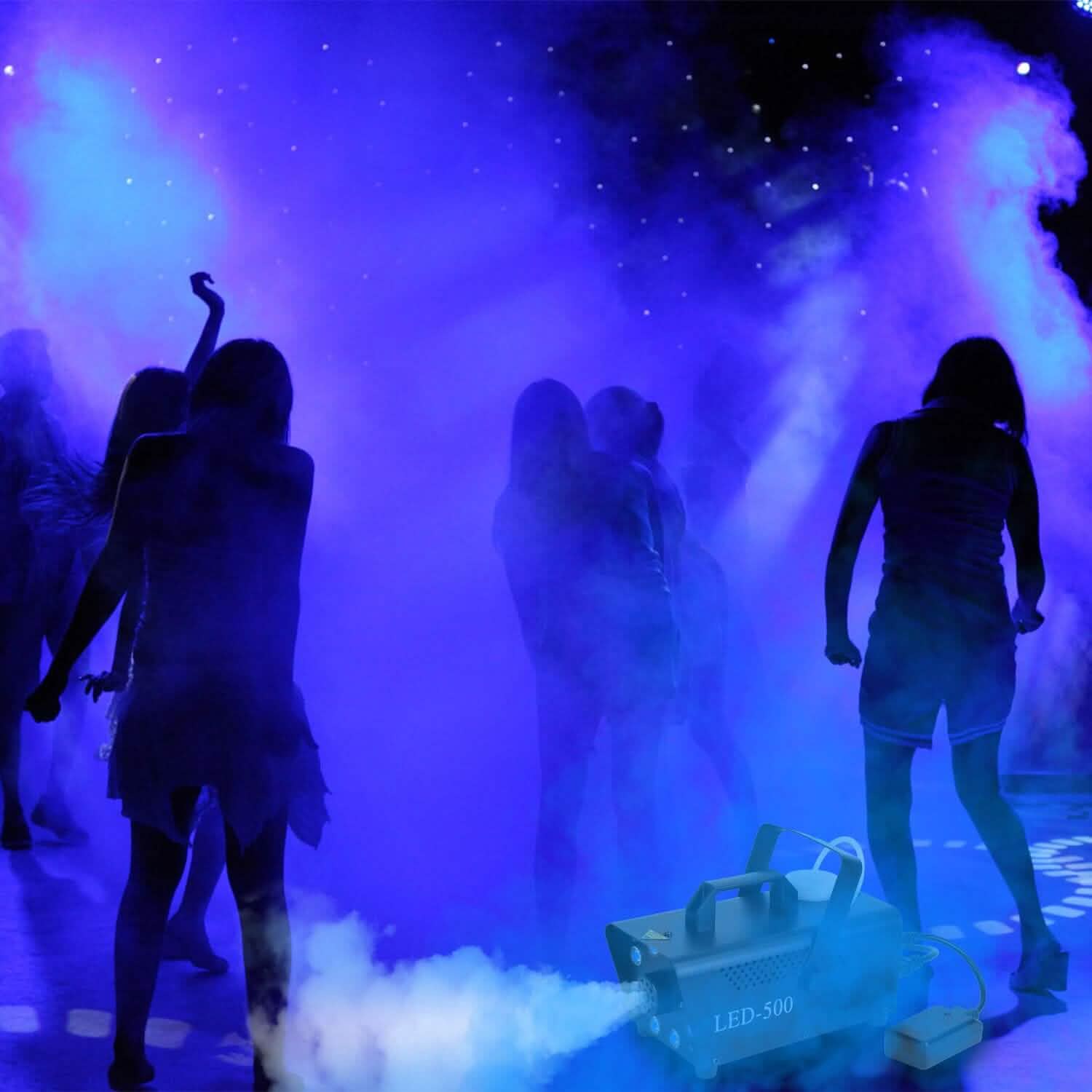500W Fog Machine 2000CFM Colorful Smoke Machine with 8-Pieces LEDs 5 Lighting Effects 3-Level Brightness Holiday Decor & Apparel - DailySale