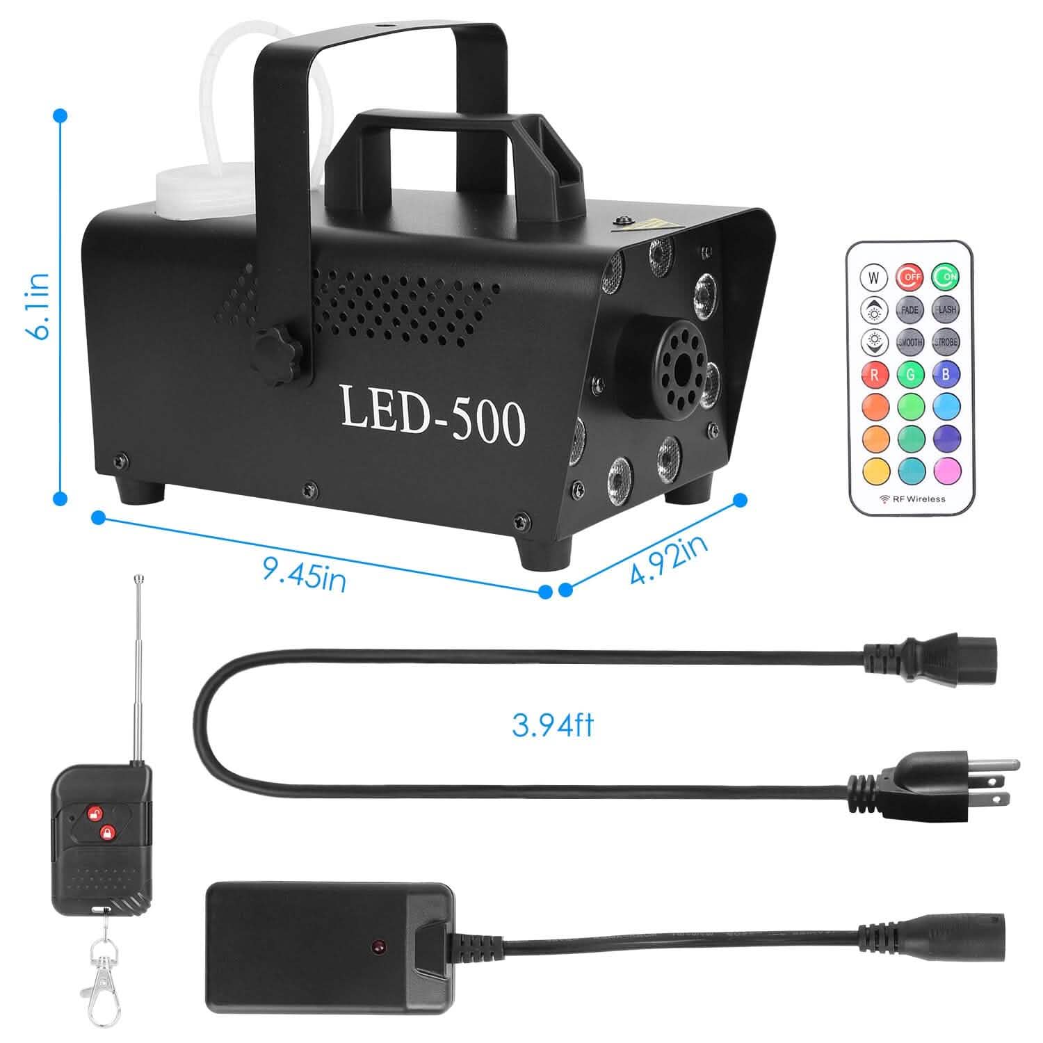 500W Fog Machine 2000CFM Colorful Smoke Machine with 8-Pieces LEDs 5 Lighting Effects 3-Level Brightness Holiday Decor & Apparel - DailySale