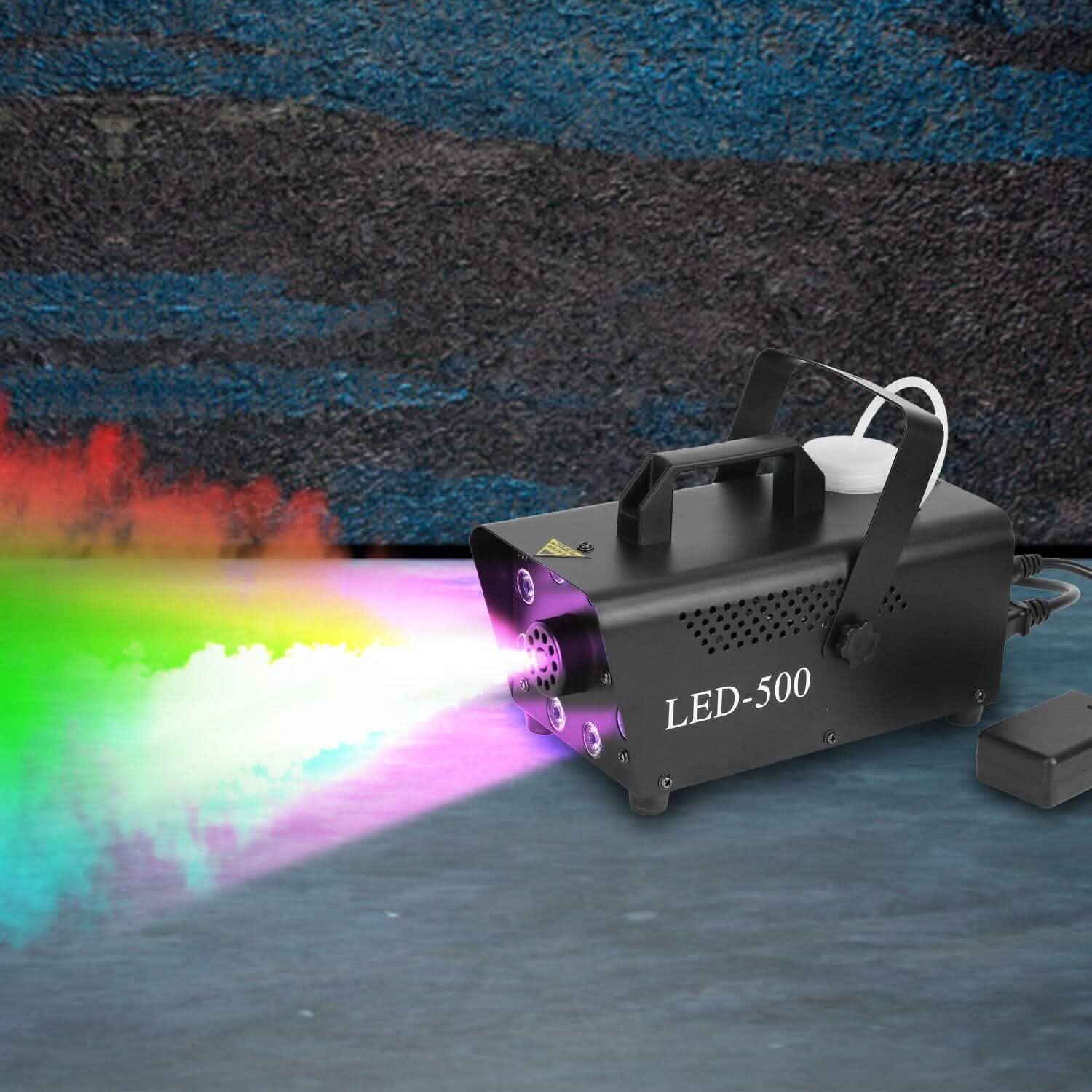 500W Fog Machine 2000CFM Colorful Smoke Machine with 8-Pieces LEDs 5 Lighting Effects 3-Level Brightness Holiday Decor & Apparel - DailySale