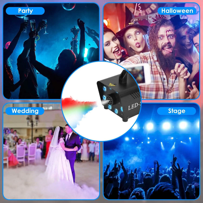 500W Fog Machine 2000CFM Colorful Smoke Machine with 8-Pieces LEDs 5 Lighting Effects 3-Level Brightness Holiday Decor & Apparel - DailySale