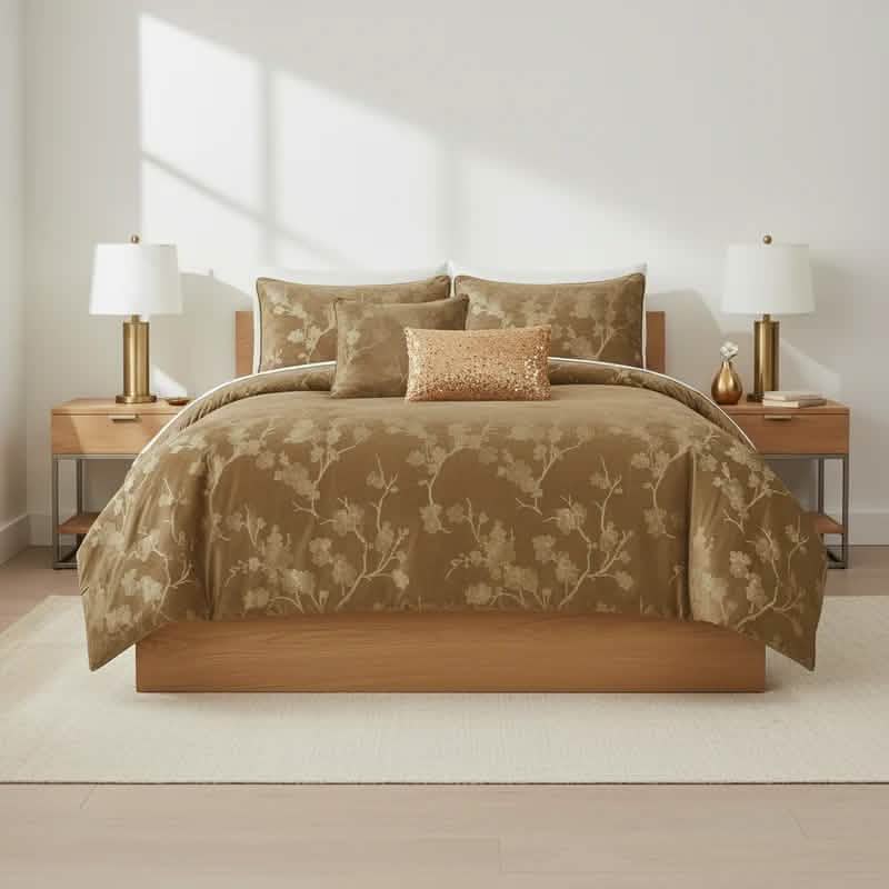 Floral 5-Piece Comforter Set, Farmhouse Bed in a Bag with Comforter, Pillow Shams, Decorative Pillows for All Seasons