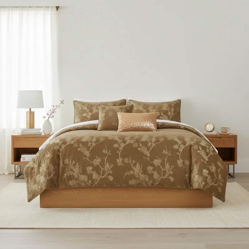 Floral 5-Piece Comforter Set, Farmhouse Bed in a Bag with Comforter, Pillow Shams, Decorative Pillows for All Seasons