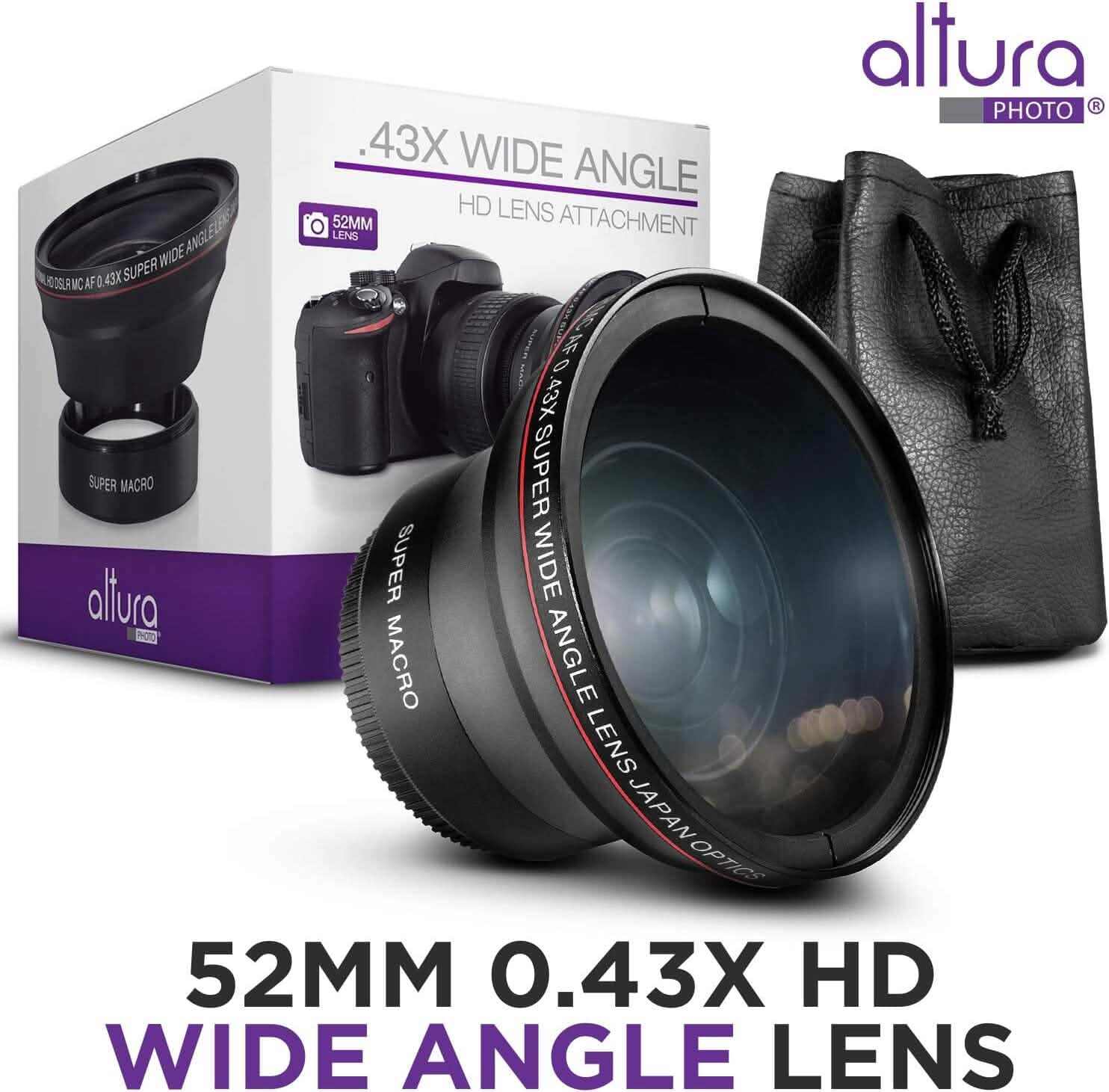 52MM 0.43x Altura Photo Professional HD Wide Angle Lens (w/Macro Portion) for Nikon Cameras & Drones - DailySale