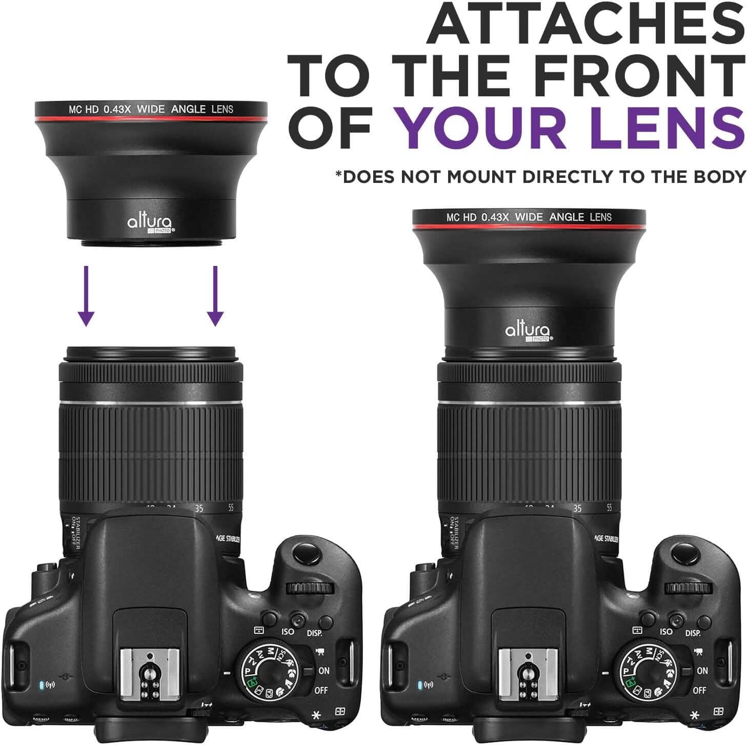 52MM 0.43x Altura Photo Professional HD Wide Angle Lens (w/Macro Portion) for Nikon Cameras & Drones - DailySale