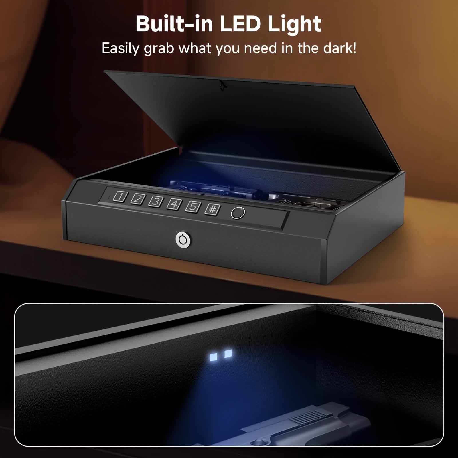 Lockable Storage Box with 3 Unlock Modes – Steel Security Box (Black)