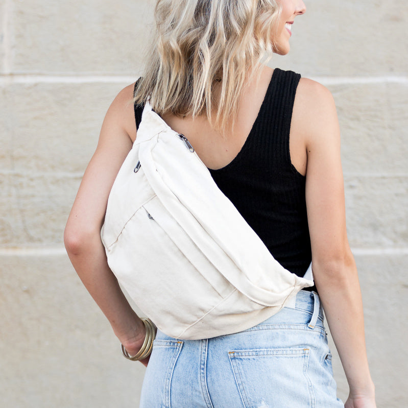 London Oversized Canvas Crescent Sling