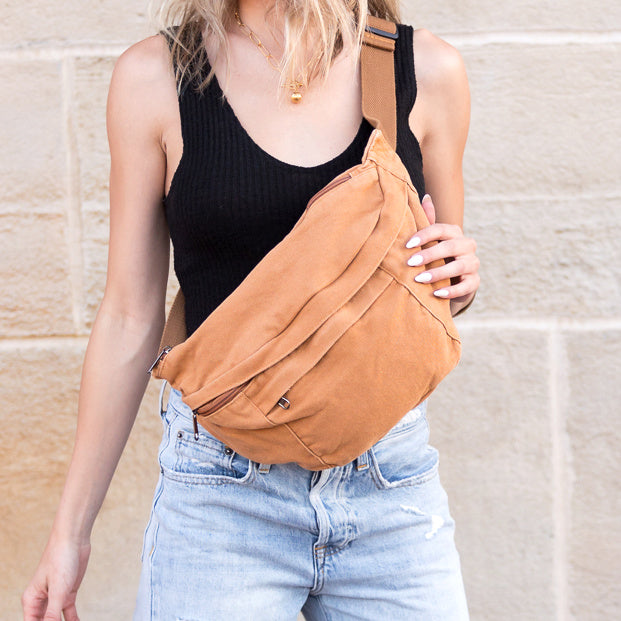 London Oversized Canvas Crescent Sling