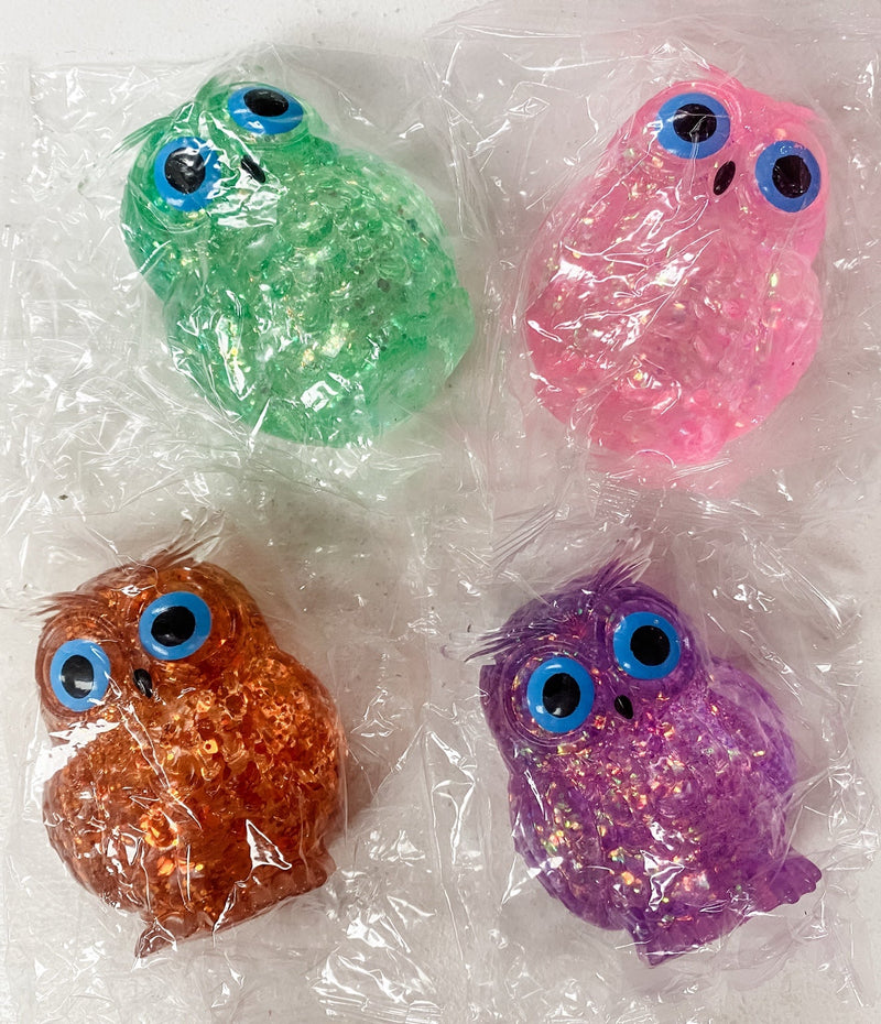 Glitter Crystal Owl Squishy Toy | Slow Rise Sensory Fidget | Stress Relief Squeeze Toy for Kids & Adults
