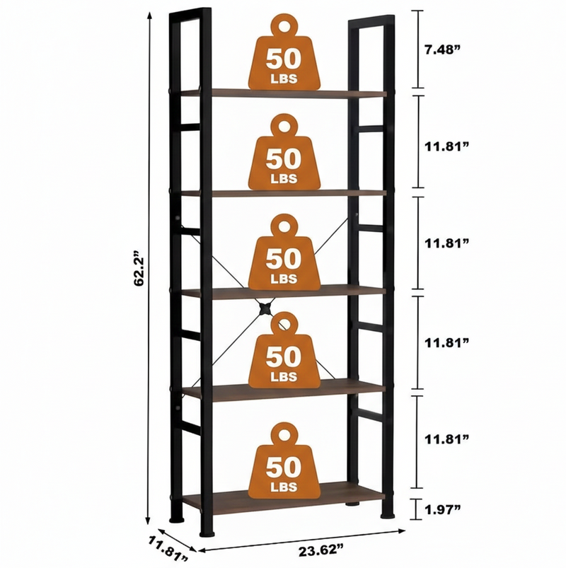 Industrial Metal Bookshelf