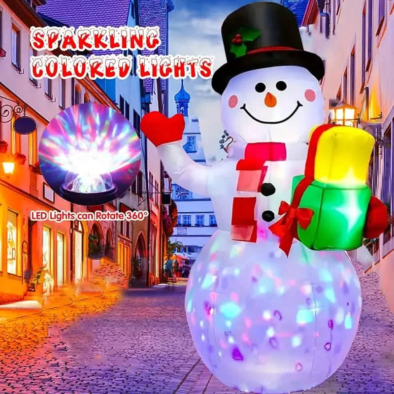 5FT Rotating Christmas Inflatable Snowman Decoration with 360° Colorful LED Lights, Outdoor & Indoor Yard Garden Decor Holiday Decor & Apparel - DailySale