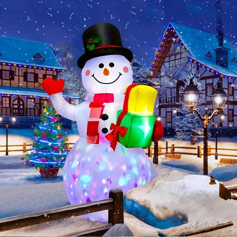 5FT Rotating Christmas Inflatable Snowman Decoration with 360° Colorful LED Lights, Outdoor & Indoor Yard Garden Decor Holiday Decor & Apparel - DailySale