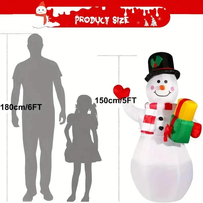 5FT Rotating Christmas Inflatable Snowman Decoration with 360° Colorful LED Lights, Outdoor & Indoor Yard Garden Decor Holiday Decor & Apparel - DailySale