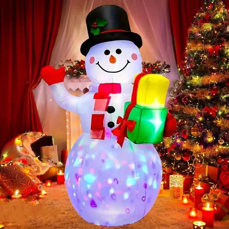 5FT Rotating Christmas Inflatable Snowman Decoration with 360° Colorful LED Lights, Outdoor & Indoor Yard Garden Decor Holiday Decor & Apparel - DailySale