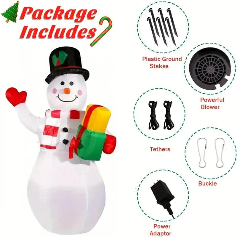 5FT Rotating Christmas Inflatable Snowman Decoration with 360° Colorful LED Lights, Outdoor & Indoor Yard Garden Decor Holiday Decor & Apparel - DailySale