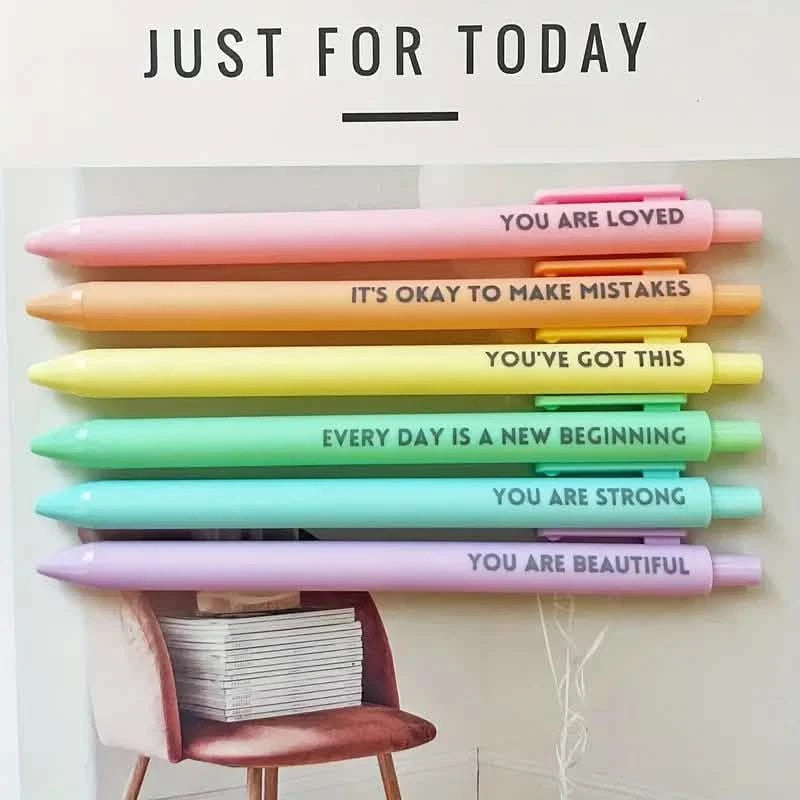 6-Pack: Motivational Rollerball Pens - Positive Message Writing Pens for Journaling Arts & Crafts - DailySale