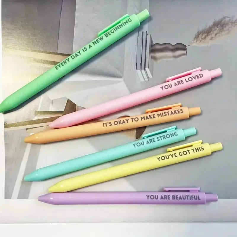 6-Pack: Motivational Rollerball Pens - Positive Message Writing Pens for Journaling Arts & Crafts - DailySale