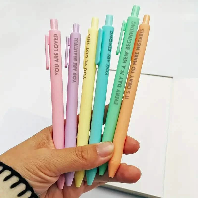 6-Pack: Motivational Rollerball Pens - Positive Message Writing Pens for Journaling Arts & Crafts - DailySale