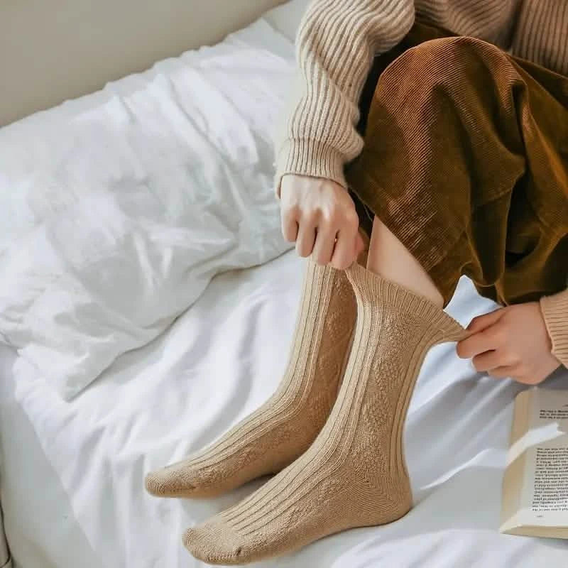 6-Pairs: Thick & Warm Cream Color Sock Women's Shoes & Accessories - DailySale