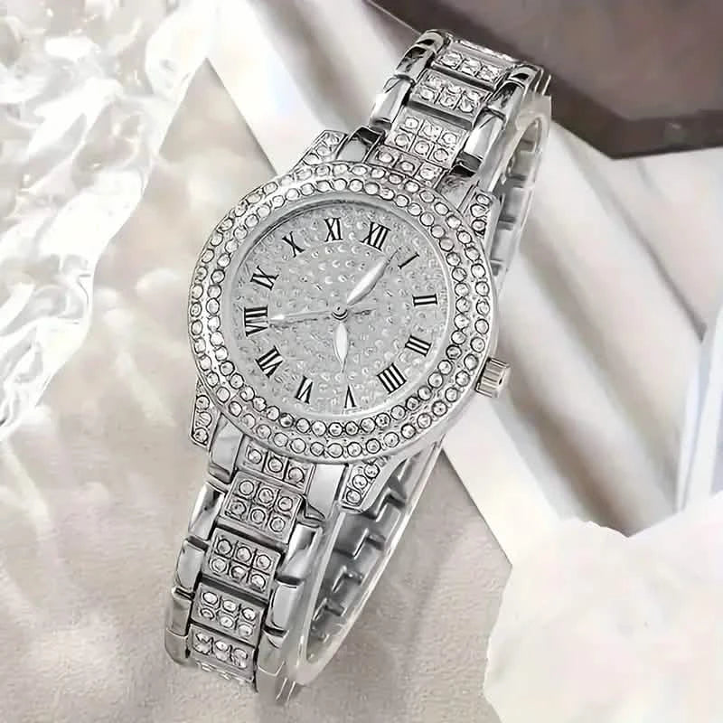 6-Pieces: Elegant Women's Jewelry Set with Quartz Roman Numerals Watch Women's Shoes & Accessories - DailySale