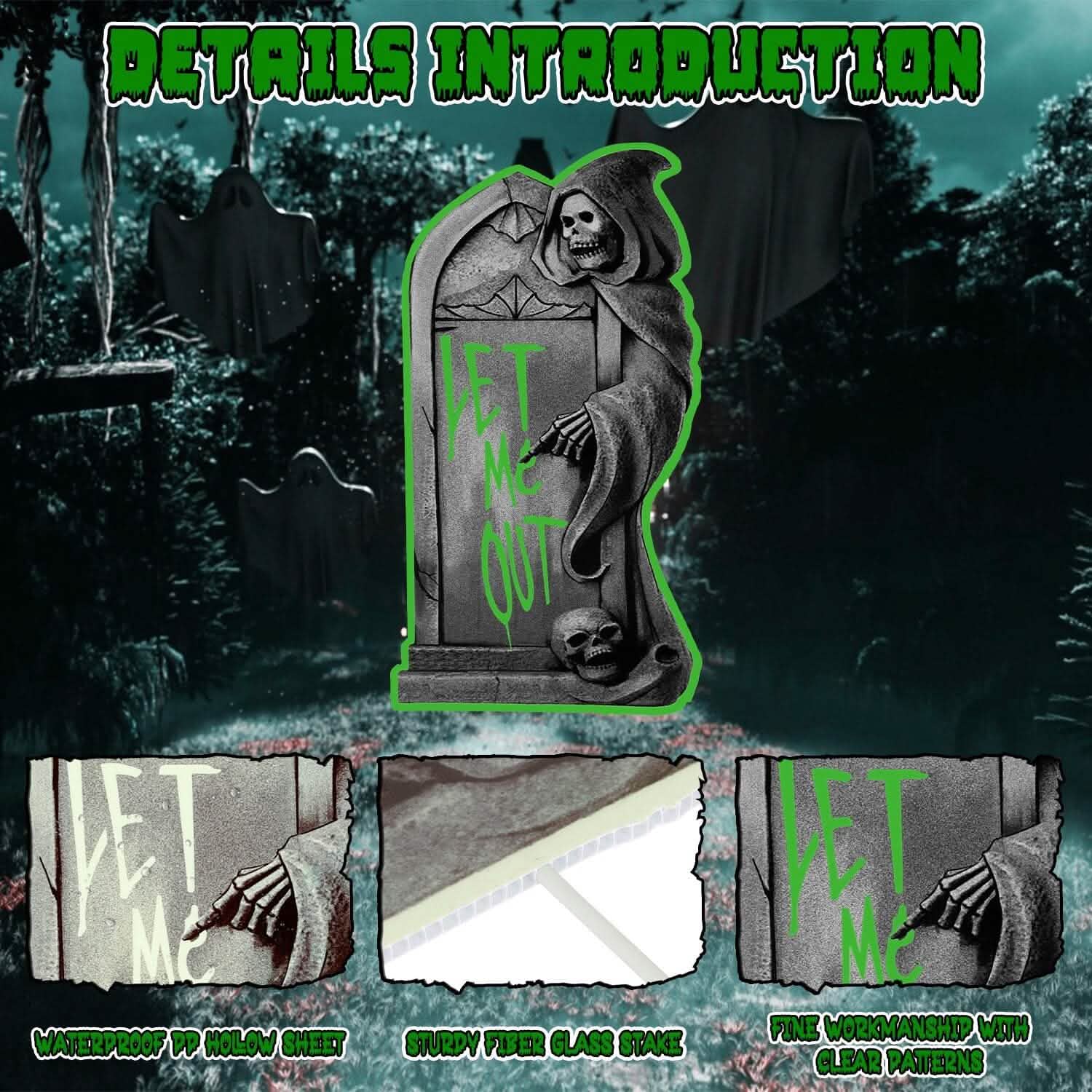 6-Pieces: Glow in the Dark Halloween Yard Sign Decorations with 12 Stakes Holiday Decor & Apparel - DailySale