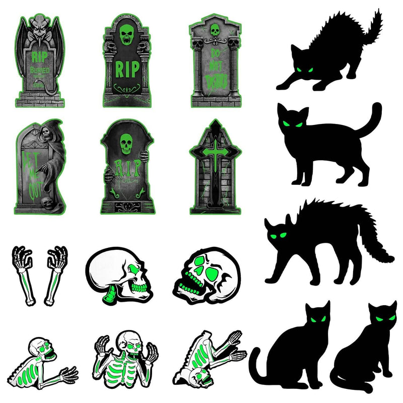 6-Pieces: Glow in the Dark Halloween Yard Sign Decorations with 12 Stakes Holiday Decor & Apparel - DailySale
