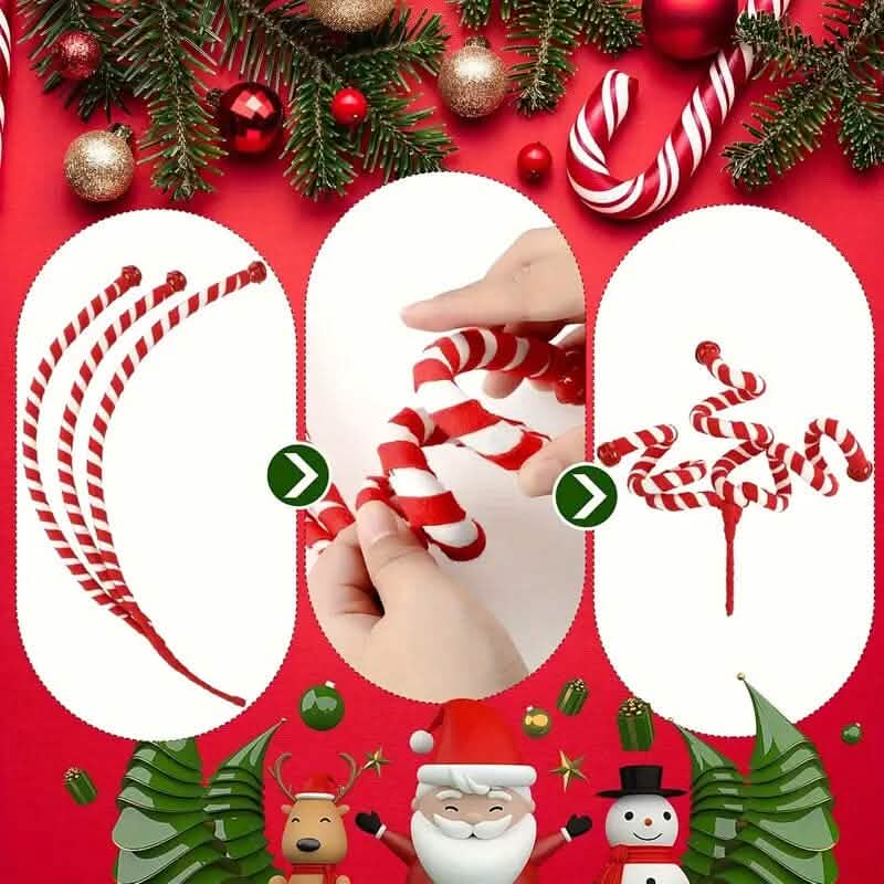 6-Pieces: Red White Candy Christmas Tree Decorations Holiday Decor & Apparel - DailySale