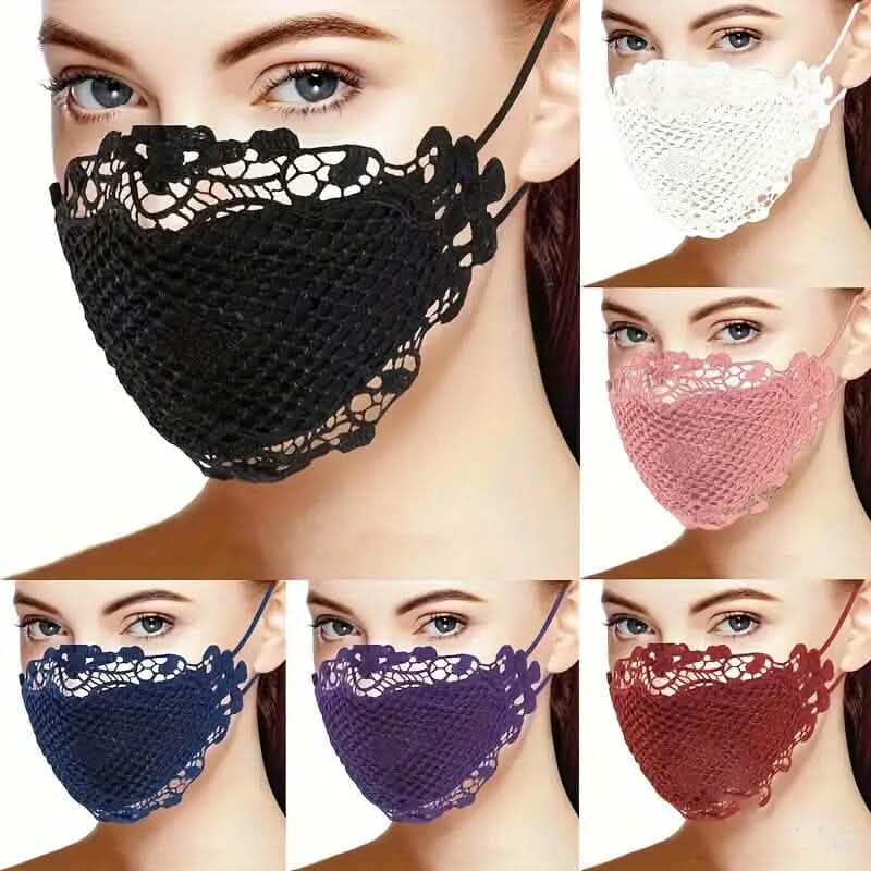 6-Pieces: Women's Printed Multicolor Lace Mask Face Masks & PPE - DailySale