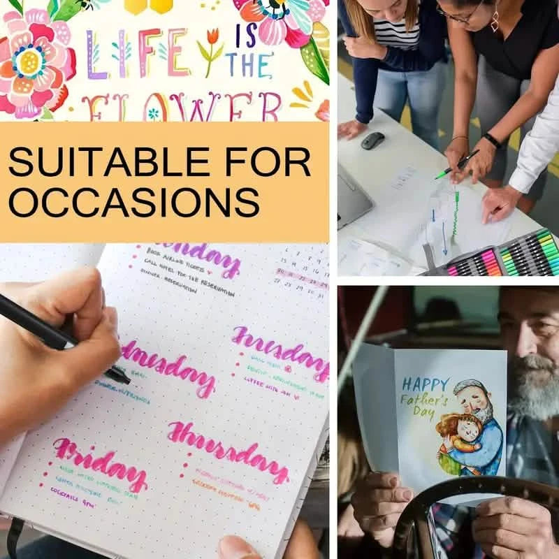 60-Pieces: Vibrant Double-Tip Brush Pens - Artist-Grade Fine & Brush Markers Arts & Crafts - DailySale