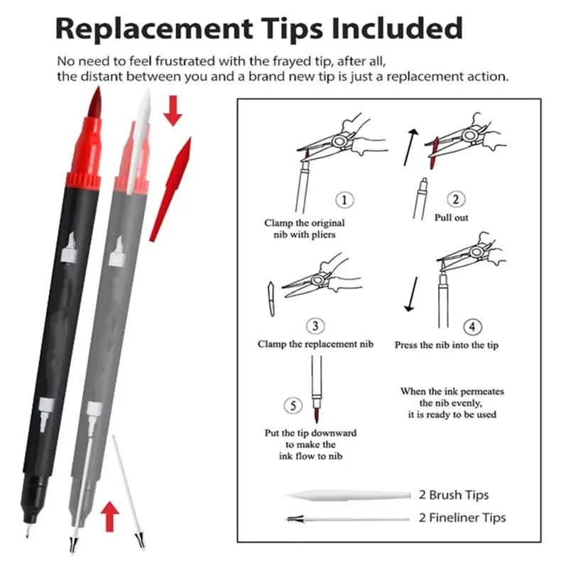 60-Pieces: Vibrant Double-Tip Brush Pens - Artist-Grade Fine & Brush Markers Arts & Crafts - DailySale