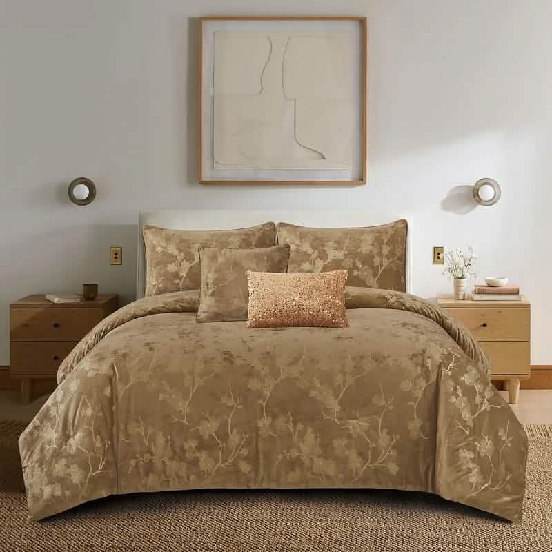 Floral 5-Piece Comforter Set, Farmhouse Bed in a Bag with Comforter, Pillow Shams, Decorative Pillows for All Seasons