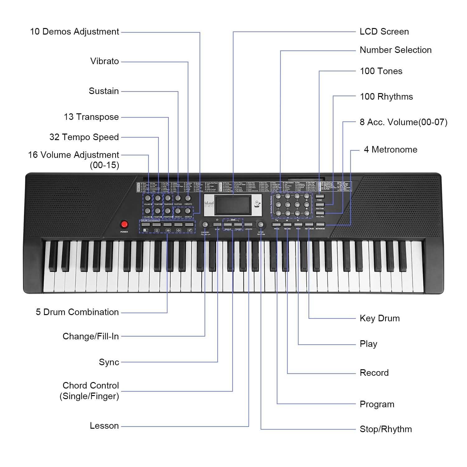 61 Keys Digital Music Keyboard Electronic Piano Toys & Games - DailySale